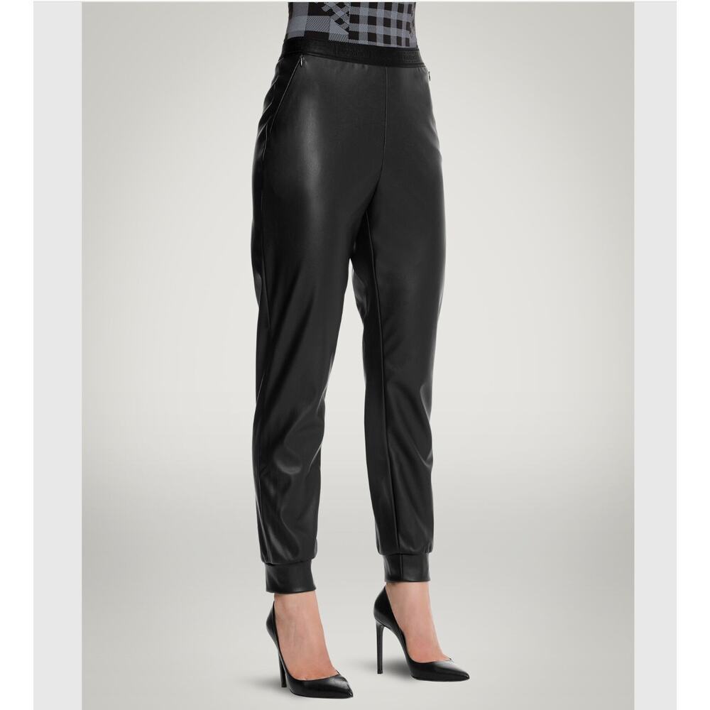 Wolford Black Pants Size Large Vegan Leather Stretch Joggers Dance Taper NWT